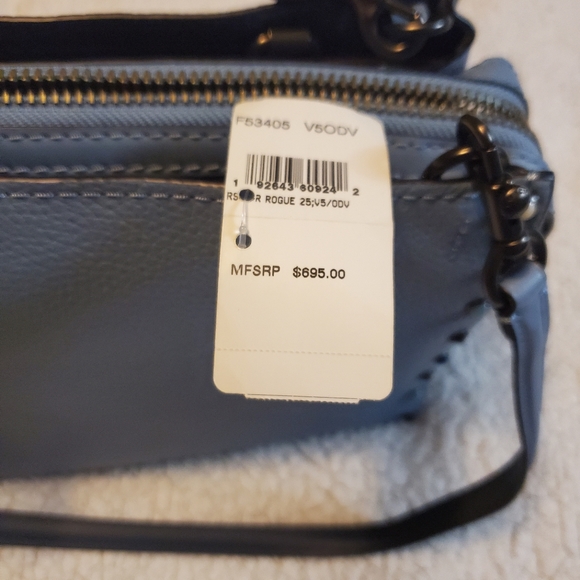 BEAUTIFUL NWT'S COACH ROUGE 25 with RIVETS SHOULDER & HANDBAG Slate Blue SOLDOUT - Picture 10 of 11